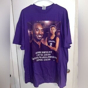 Kobe And Gianna Bryant Memorial Double Sided Graphic Shirt 2XL Purple NEW